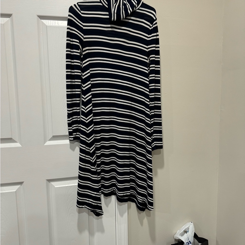 Anthropologie Maeve blue & white striped turtleneck dress size Small . - Picture 4 of 13